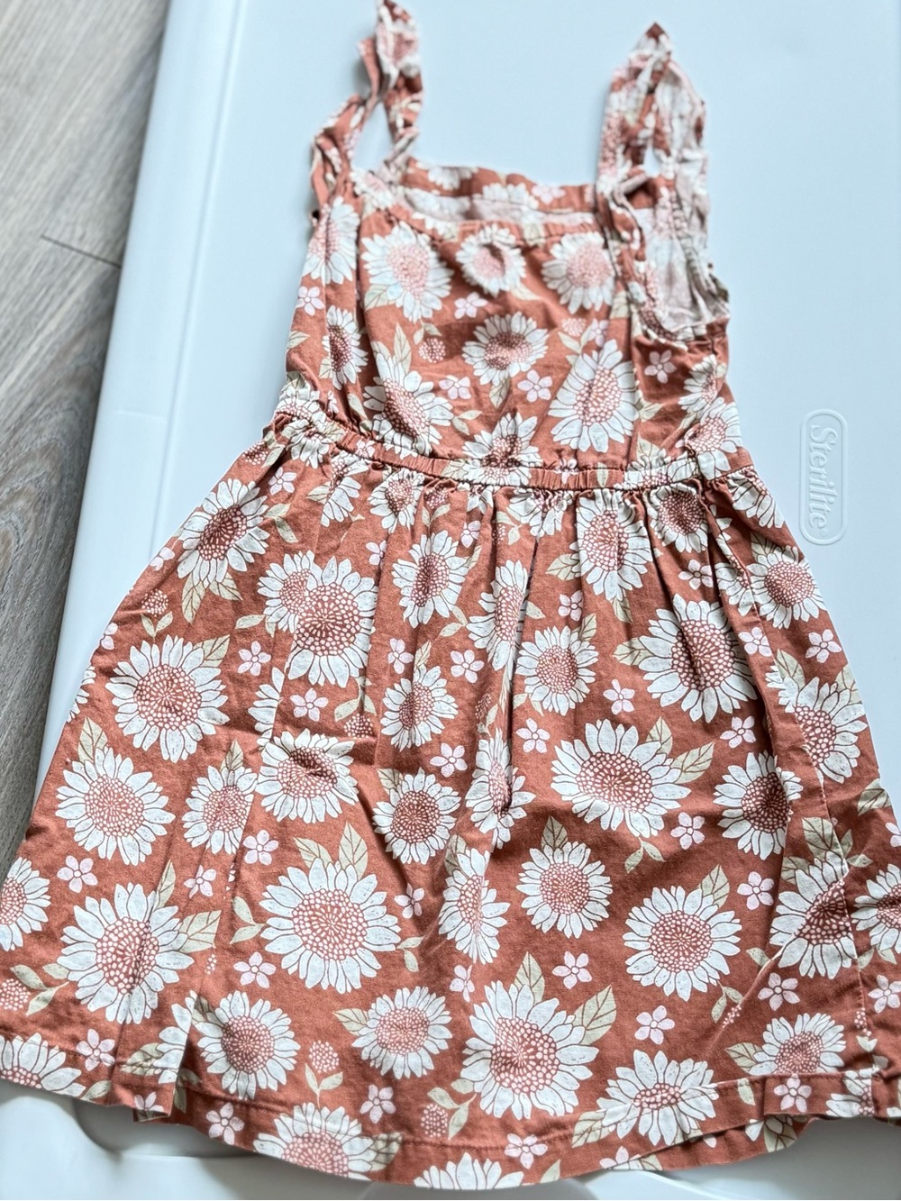 Carter's Peach and White Sunflower Print Cotton Dress